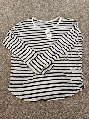 Splendid Black & White Striped Long-Sleeve Top